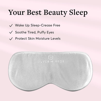 Sleep Mask in Black, 100% Silk, Pure Mulberry Silk, Light Blocking Eye Mask with Elastic Strap for Sleep & Travel, Ultra Soft, No Pressure, Reduce Puffy Eyes, Machine Washable, By Silver Mirror