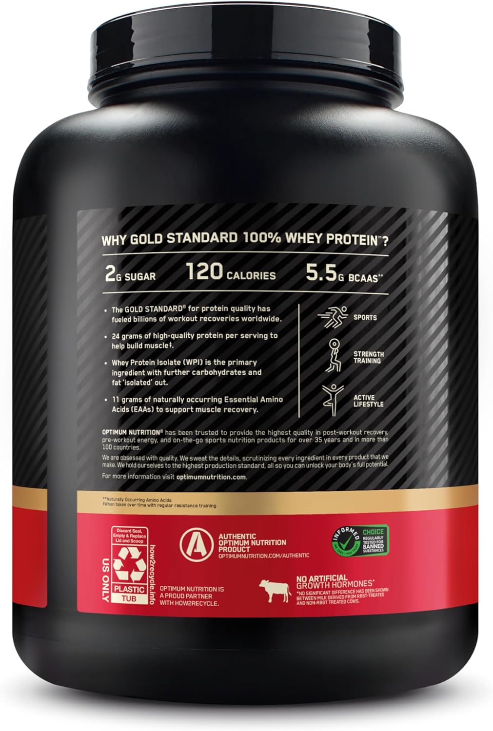 OPTIMUM NUTRITION Gold Standard 100% Whey Protein Powder, Double Rich Chocolate, 2.27kg - [packaging may vary]