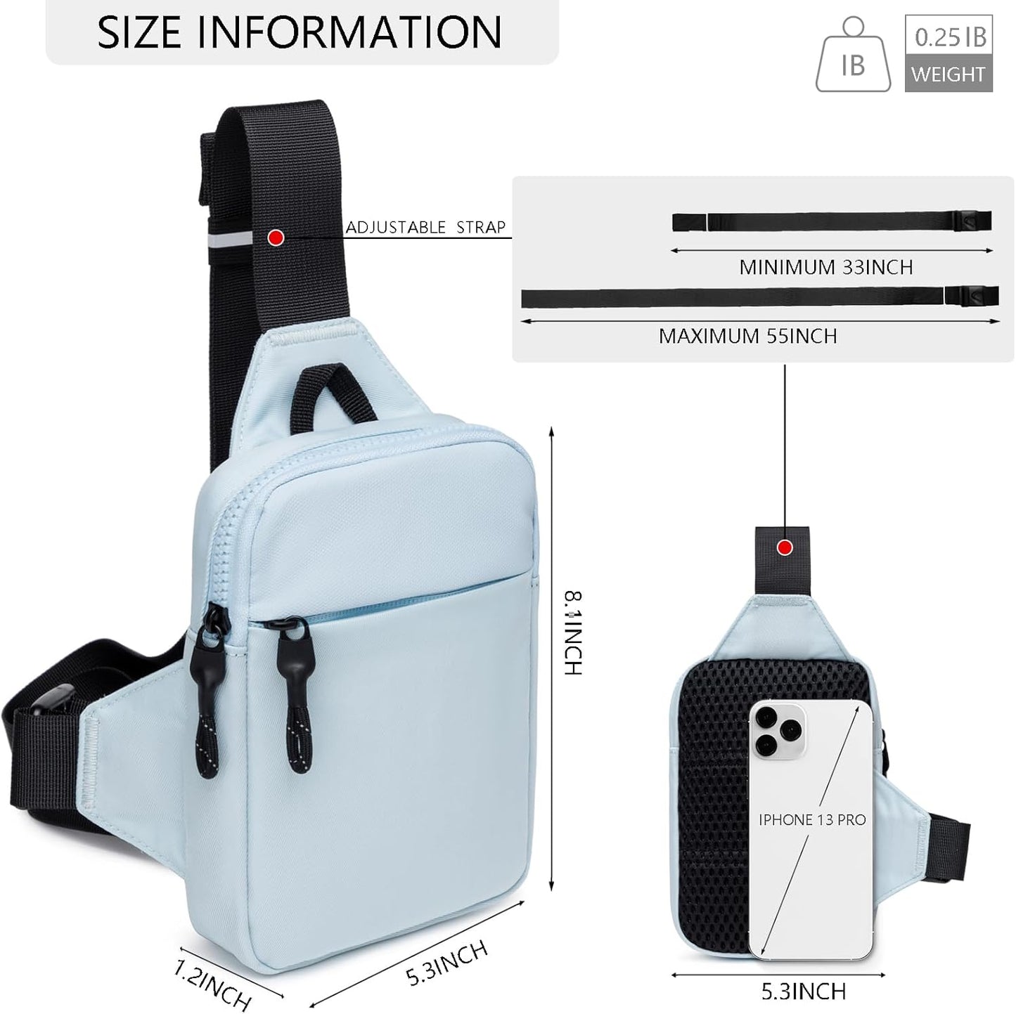 Mini-Slingbag für Damen und Herren, kleine Umhängetasche, lässige, trendige, wasserdichte Brusttasche für Reisen
