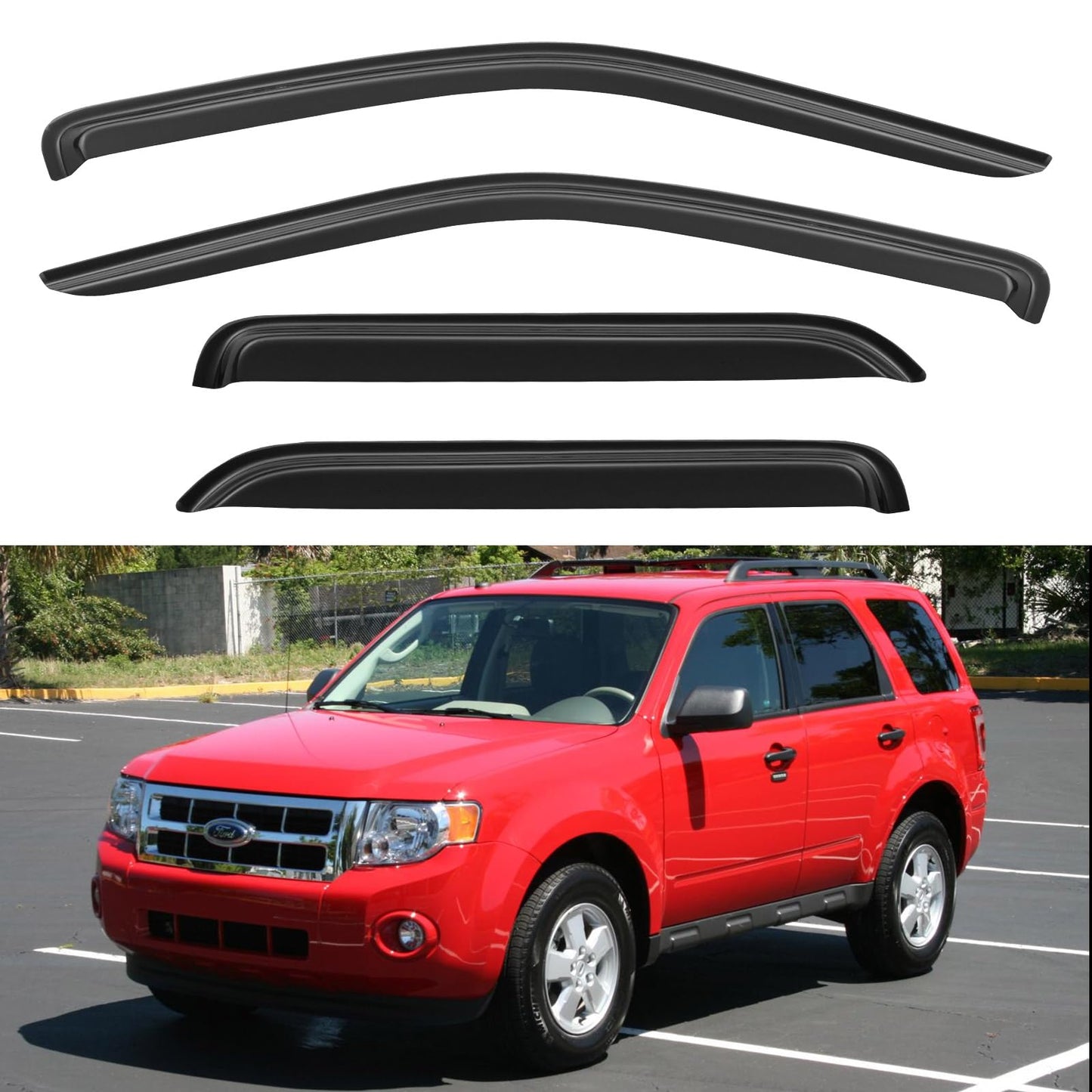 Window Visors Rain Guards for 2015-2026 Ford F150 SuperCrew & 2017-2026 F-150 Raptor F250 F350 F450 F550 Super Duty Crew Cab, Out-Channel Window Vent Deflectors Visors Shades Protectors