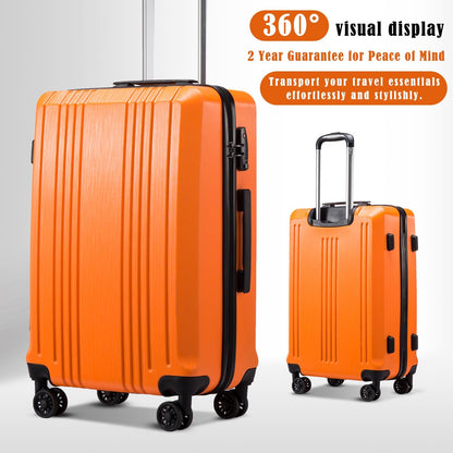 Coolife Koffer PC+ABS mit TSA-Schloss Rollkoffer Hartschale Leichtgewicht 20 Zoll 24 Zoll 28 Zoll (Orange, S (20 Zoll_Handgepäck))