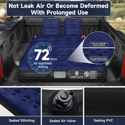 Umbrauto Car Air Mattress Backseat| Inflatable Truck Back Seat Camping Airbed for SUV Rear Seat, Blow Up Sleeping Travel Bed for Van Trunk with Pump & Pillows