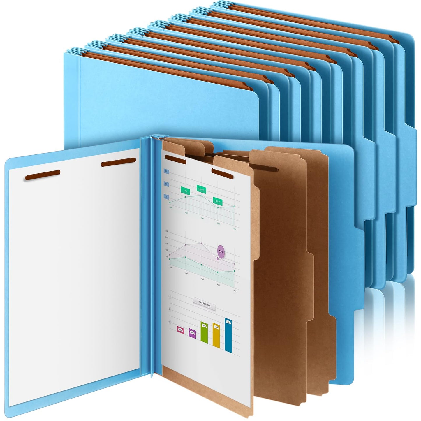 Skyygemm 24 Pcs Classification Folders Letter Size, 3 Divider Pressboard File Folder with Fasteners, Expanding File Organizer Bulk for School Teachers, Office Employee, Coworker, Staff (Yellow)