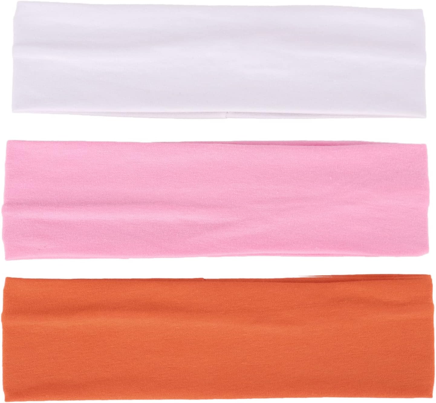 MapofBeauty 3er-Pack Yoga-Stirnbänder, dehnbar, Baumwolle, Haarband, für Sport, Laufen, Training, Fitnessstudio (einfarbig)