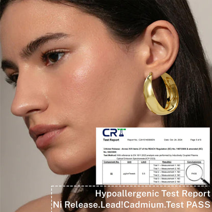 Senteria Dicke, klobige, vergoldete Creolen für Frauen, hypoallergene, 14K vergoldete Creolen, leichte, große goldene Creolen für Frauen, 30 MM
