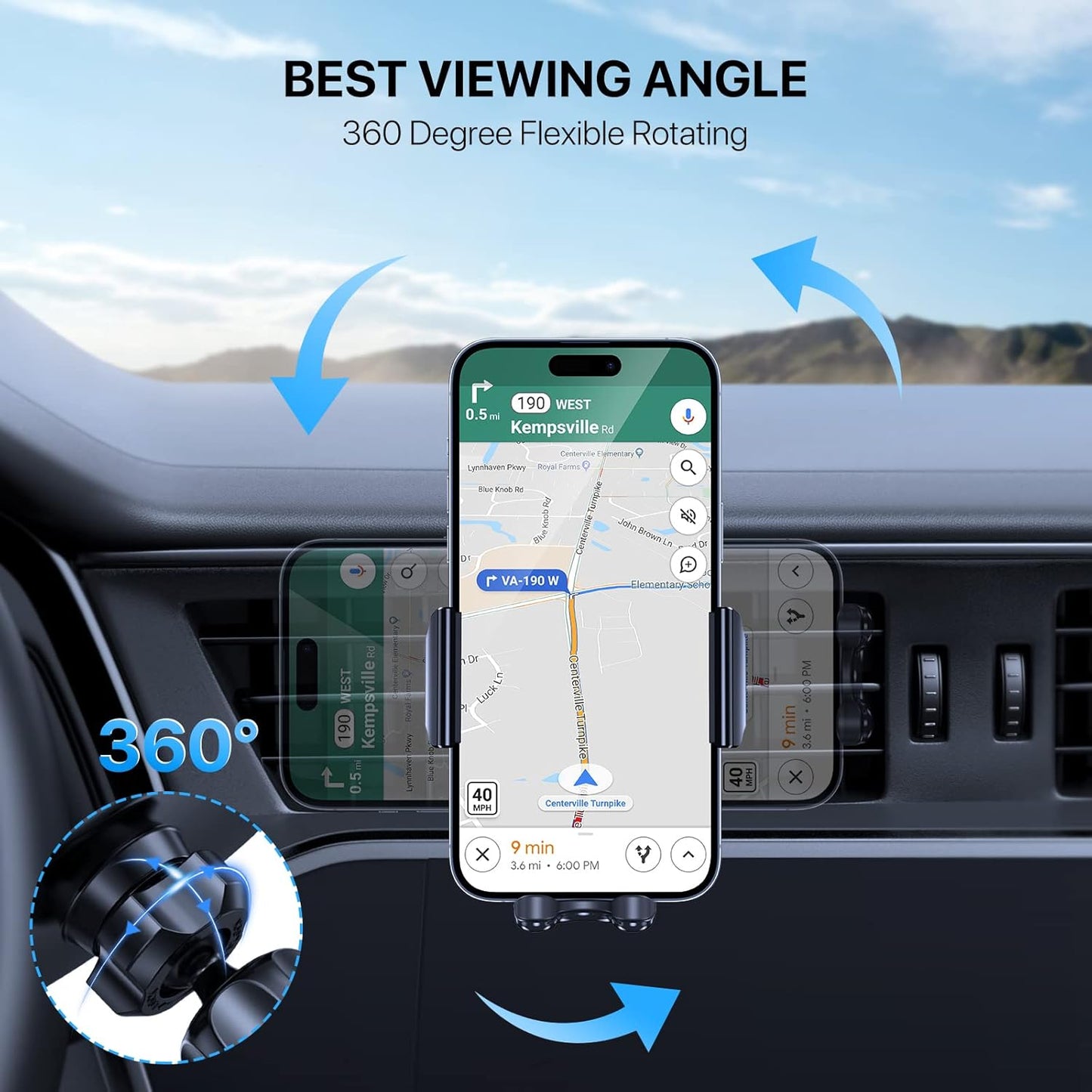 Miracase Handyhalterung für Lüftungsschlitze im Auto【2026 Breitere Klemme & Metallhaken】 Handyhalterung für Lüftungsschlitze im Auto, Freisprechfunktion, Handy-Autohalterung für iPhone 17 Pro Max 16 15 14 13 12 Samsung S25 Autozubehör