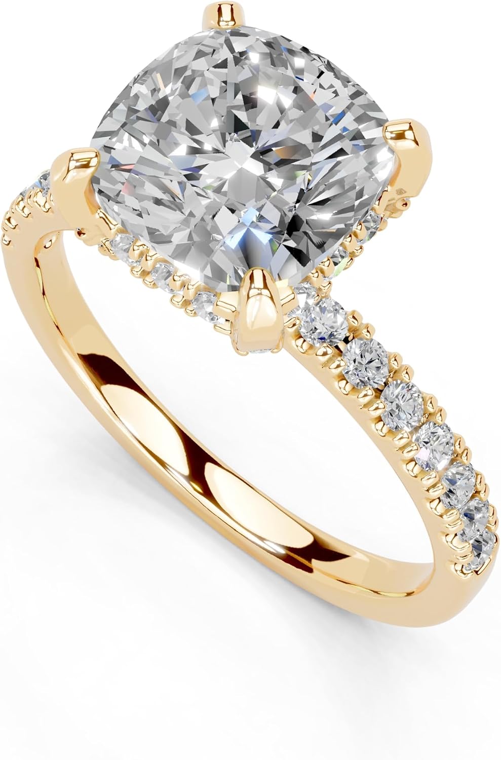 Cushion Cut Lab Grown Diamond IGI Certified 4 Prong Hidden Halo Engagement Anniversary Wedding Ring in 14K Gold, Platinium for Women (1.0-5.0 Ct, F-G Color, VS1-VS2 Clarity)