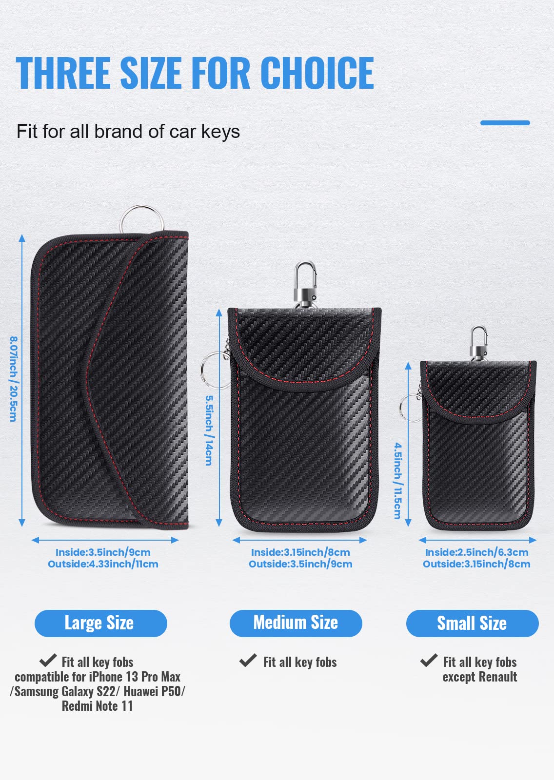 Faraday-Tasche für Autoschlüssel, Faraday-Beutel, RFID-Signalblockierhülle für Autos, Schlüsselschutz, Schlüsselkäfig blockiert Signal Anti-Diebstahl-Schlüsseltasche (2er-Pack)