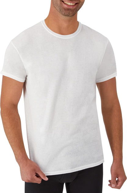 Hanes Mens Cotton, Moisture-wicking Crew Tee Undershirts