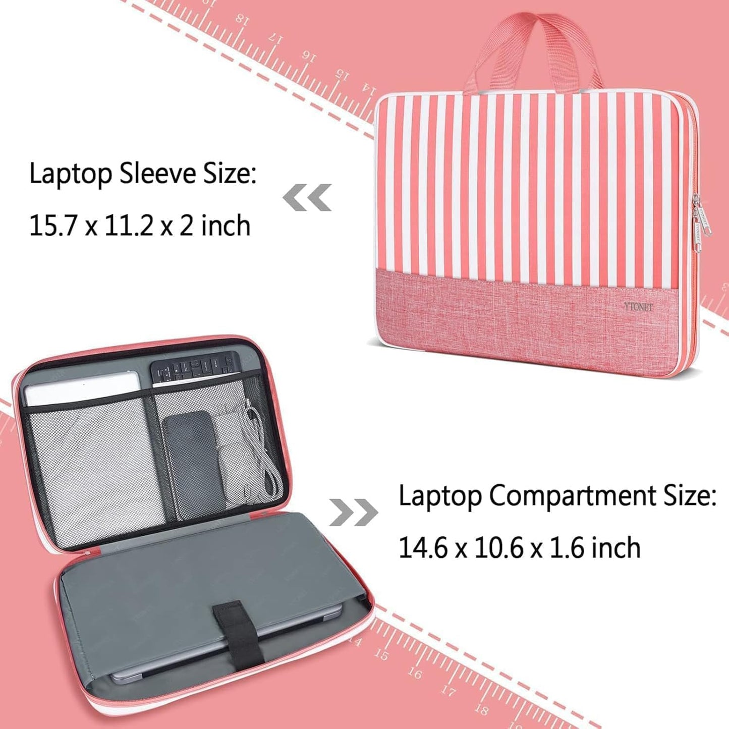 Funda para portátil Ytonet, bolsa para portátil TSA de 15.6 pulgadas, funda para portátil resistente al agua, bolsa de transporte para ordenador compatible con portátiles Lenovo, HP, Dell, Asus, regalos para hombres y mujeres, gris
