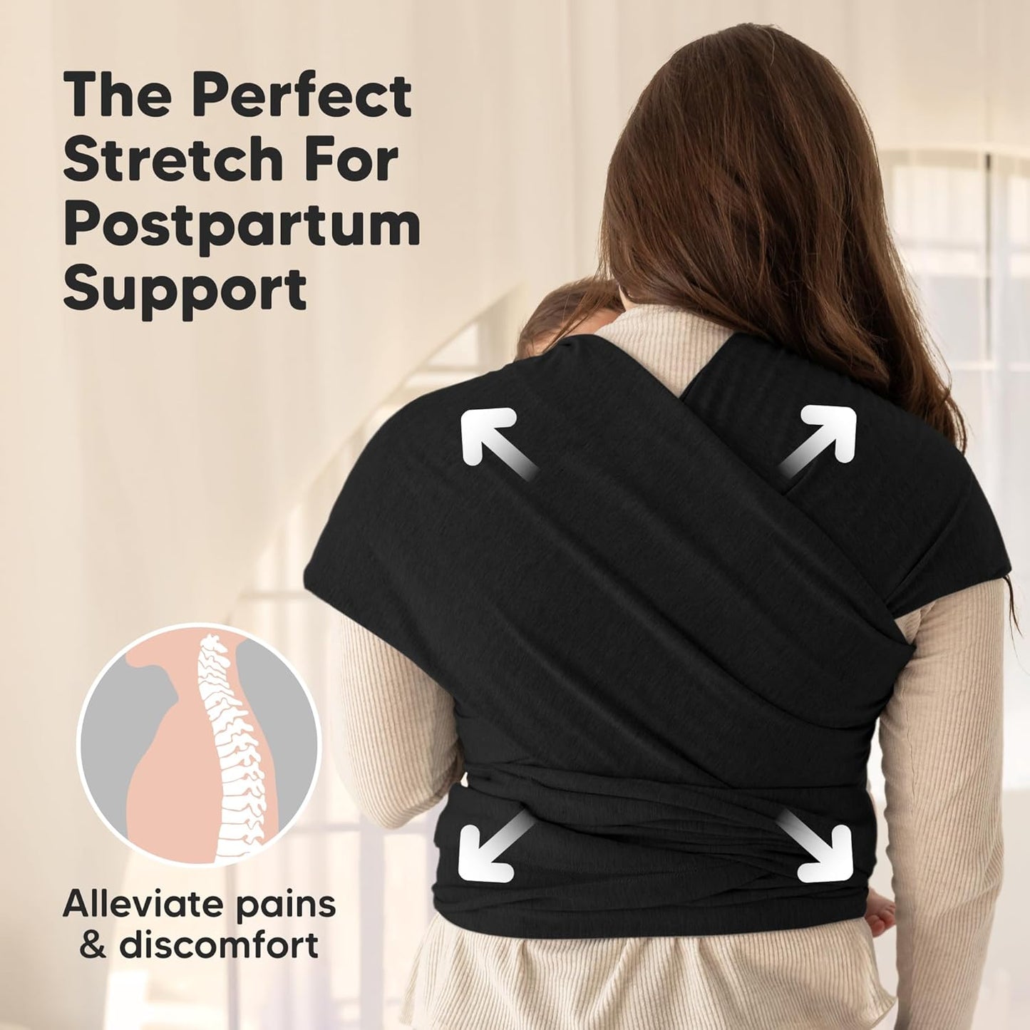 KeaBabies Babytragetuch – Das 1 Original Babytragetuch für Neugeborene bis Kleinkinder, einfach anzulegen, freihändiges Bonding, leicht, atmungsaktive Babytrage (Trendy Black)