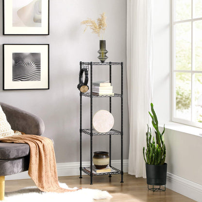 SONGMICS Storage Shelf, Small Metal Wire Shelving Unit, Adjustable Shelves, for Small Spaces, Garage, Bedroom, Living Room, Kitchen, Pantry, 5 Tier, 11.8 x 11.8 x 47.6 Inches, Ink Black ULGR123BH01