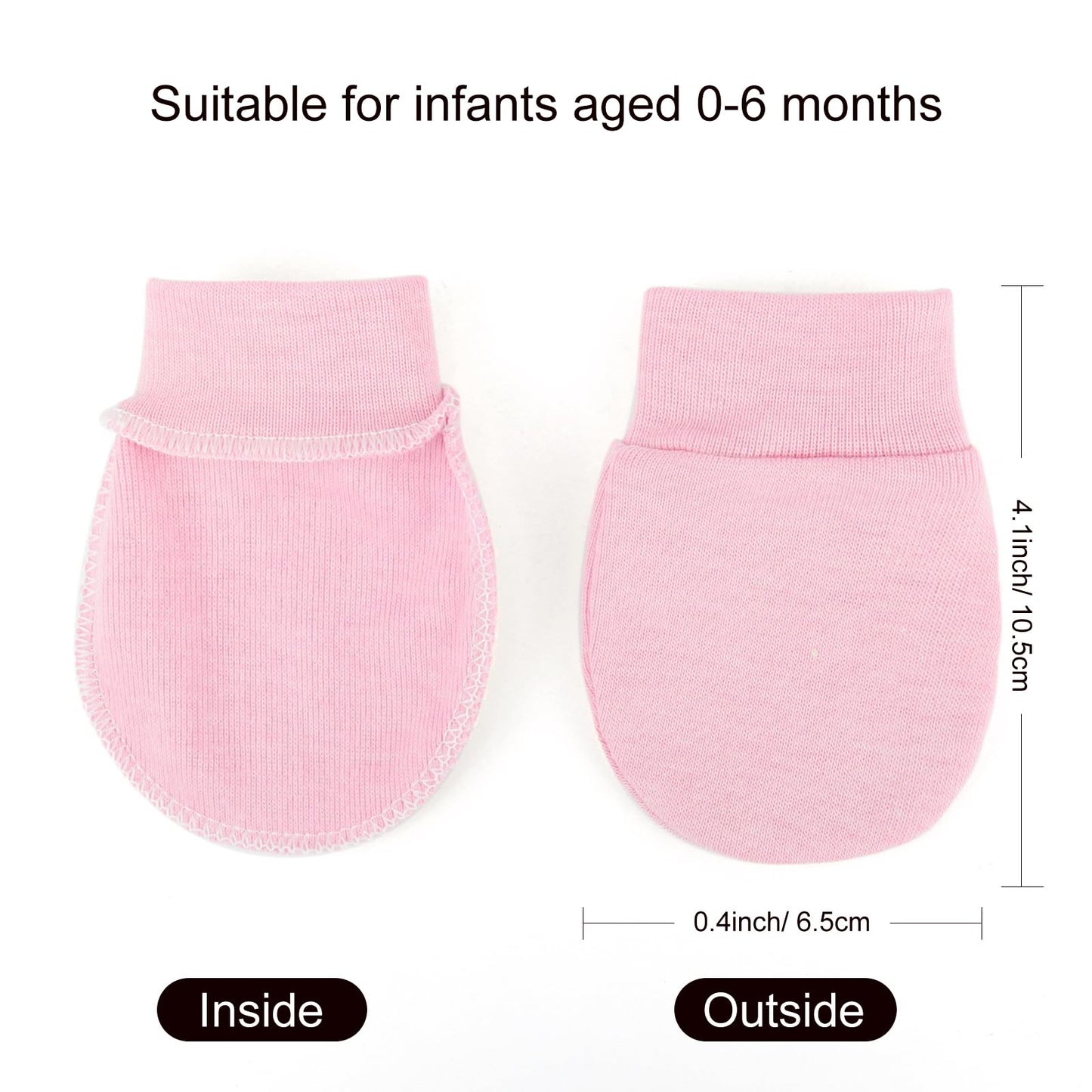 BQUBO Baby Fäustlinge Kratzschutz Handschuhe aus Baumwolle mit elastischem Bündchen Hypoallergen für Neugeborene und Babys von 0-6 Monaten Jungen und Mädchen