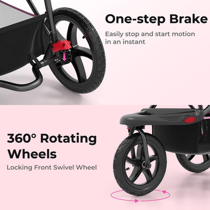INFANS Jogging Stroller, Foldable Jogger with Air-Filled Tires Shock Absorbing Suspension Adjustable Backrest, Baby Running Strollers