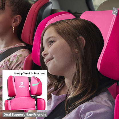 Diono Connect3 RXT 2-in-1 High Back Booster, Slim Fit 3-Across in Many Mid-Sized Sedans and SUVs, for Children from 40-120 lbs., Lightweight with Latch, Black Storm