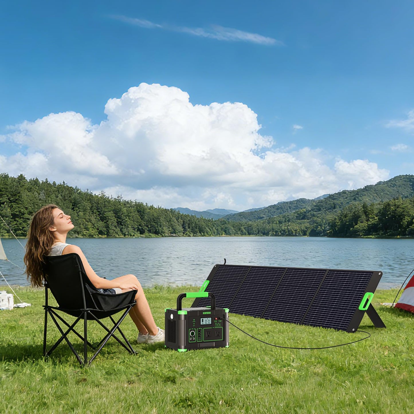 100W Portable Solar Panel, 23.5% High Efficiency ETFE Foldable Solar Charger for Power Station Generator, IP65 Waterproof with Kickstands, 18V Output for RV Camping Van Off-Grid Outdoor