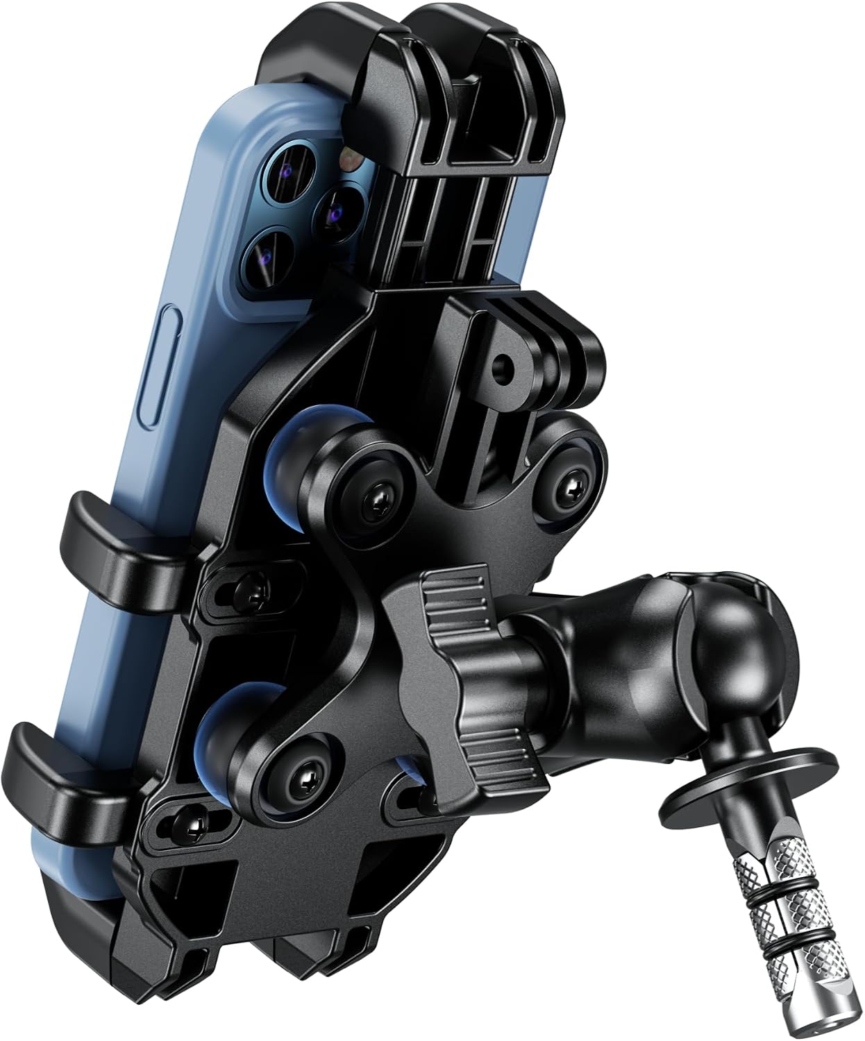 BRCOVAN Motorcycle Fork Stem Phone Mount with Vibration Dampener | Heavy Duty Cellphone Holder Fit Stem Tubes 12mm-25.4mm in Diameter, Adjustable for 5.4 - 6.9'' Smartphone