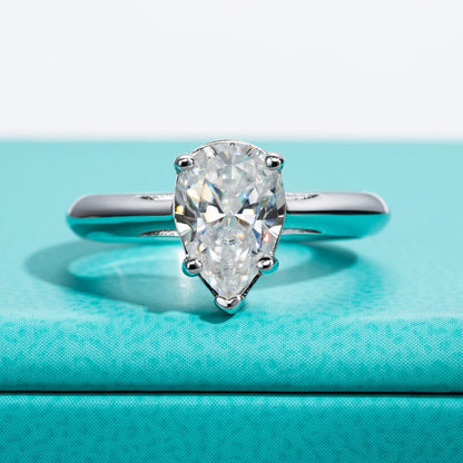 AnuClub Cushion/Emerald/Pear Moissanite Engagement Ring, D Color 925 Sterling Silver, Eternity Wedding Promise Anniversary Band Rings for Women