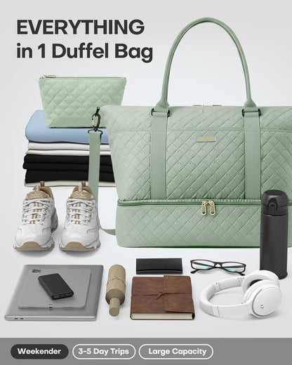 HOTOR Reisetasche - Große Weekender-Tasche für Frauen, Handgepäck mit Schuhfach, Übernachtungstasche mit Kulturtasche für Reiseutensilien und Reisezubehör, Schwarz, 34,0 x 45,0 x 20,0 cm