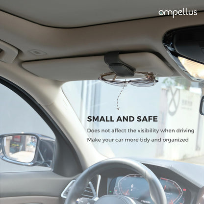 Ompellus Magnetischer Sonnenbrillenhalter aus Leder, Brillenhalter-Clip für die Auto-Sonnenblende, geeignet für verschiedene Brillengrößen (Schwarz, 1 Stück)
