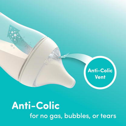 NUK Perfect Match 2-in-1 Natural and Anti-Colic Bottle with Medium Flow, Wide, Adaptable Nipple, 8oz., 4 Pack, BPA Free