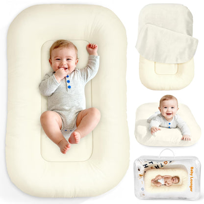 Baby Lounger & Snuggle Nest for Newborn 0-24 Months, Baby Nest Supervised Breathable Cotton for Newborn, Breathable Portable Infant Lounnger for Travel and Home, Pink (Lounger Cover Included)