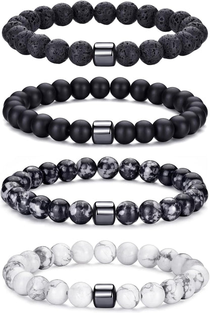 4,lava Rock,black,gray,white Bracelet