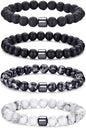 4,lava Rock,black,gray,white Bracelet