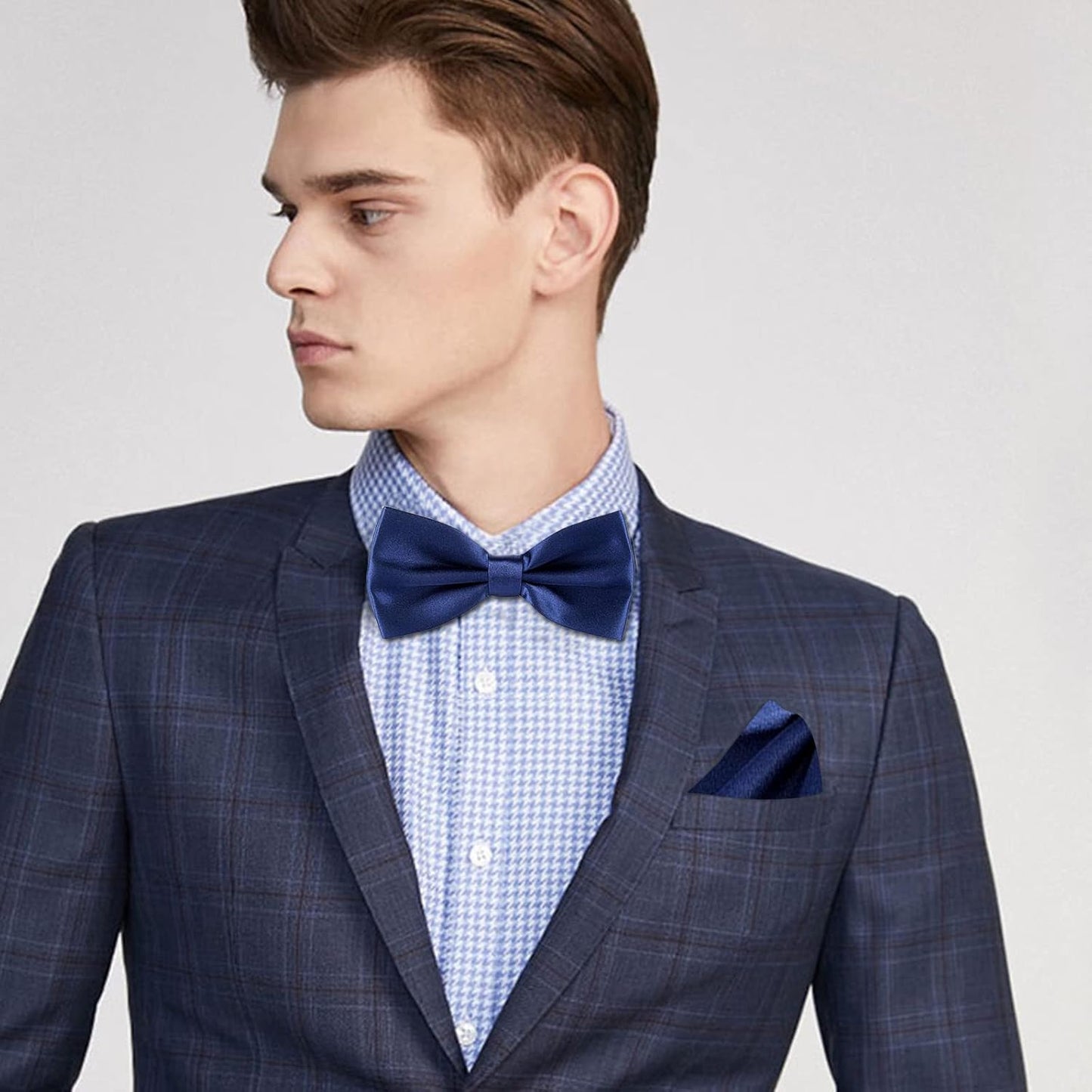 Verstellbare Herren-Fliege, einfarbig, doppelt gefaltet, vorgebunden für Dinner, Hochzeiten, Partys, Business, Bälle