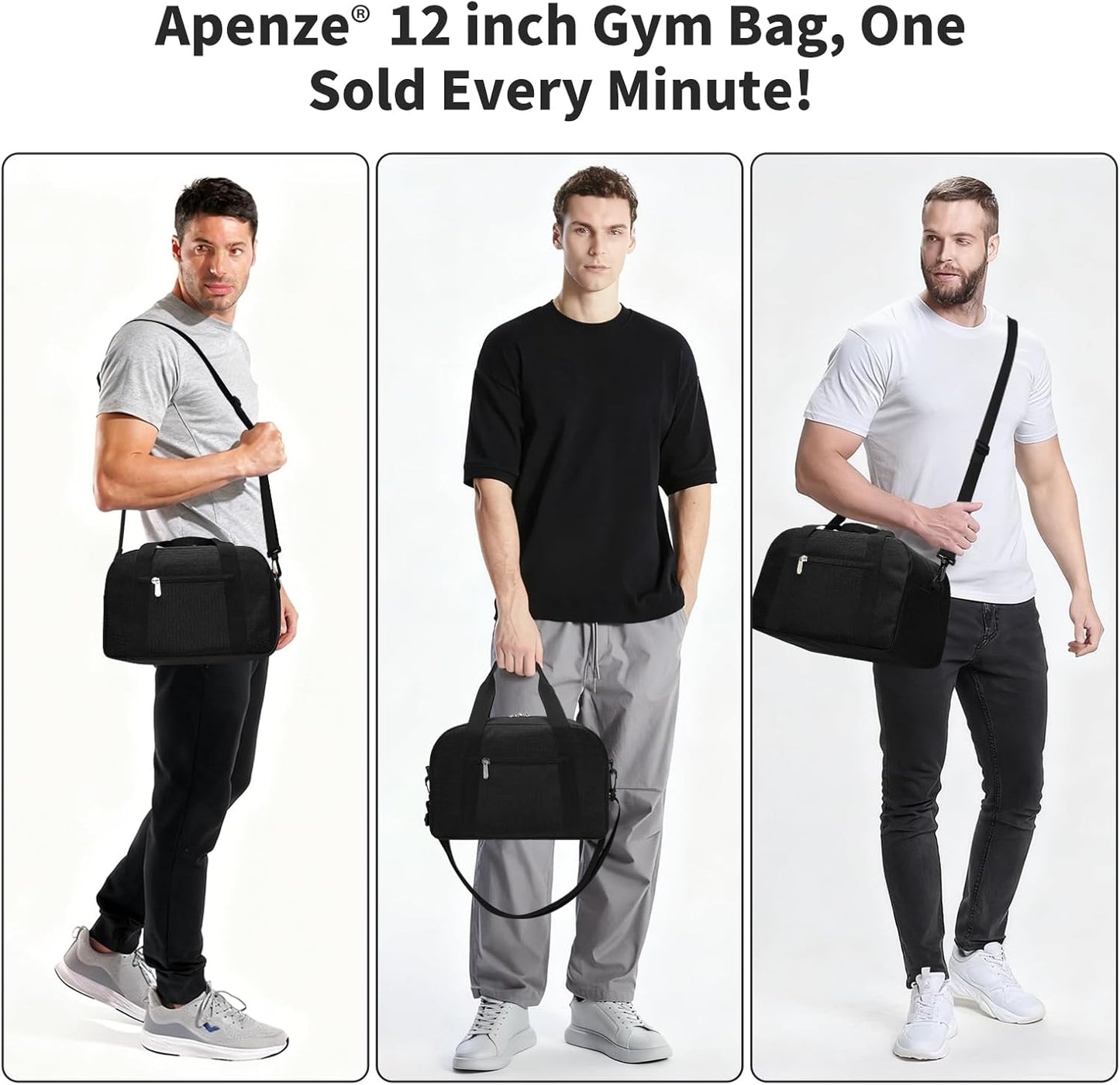 Kleine Sporttasche 18 Zoll Handgepäck Reisetasche für Wochenendtrips Sport-Schwarz