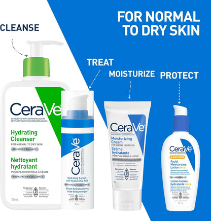 CeraVe Feuchtigkeitscreme, Tägliche Gesichts-, Hand- und Körpercreme für trockene Haut mit Hyaluronsäure und Ceramiden für Frauen und Männer. Für empfindliche Haut, ölfrei, nicht komedogen, parfümfrei, 539 Gramm
