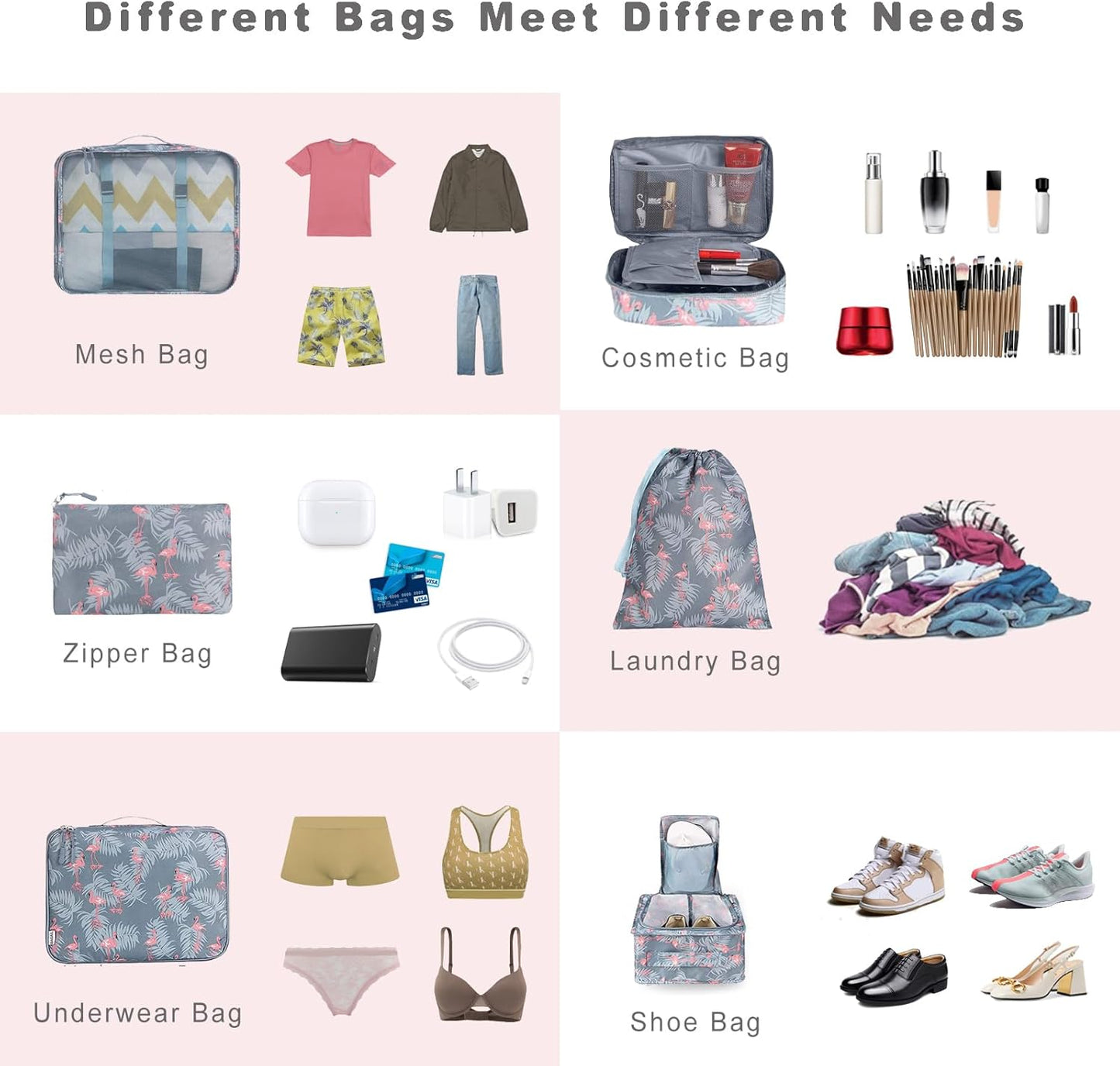BAGAIL 8er Set Packwürfel Gepäckorganizer für Reisezubehör