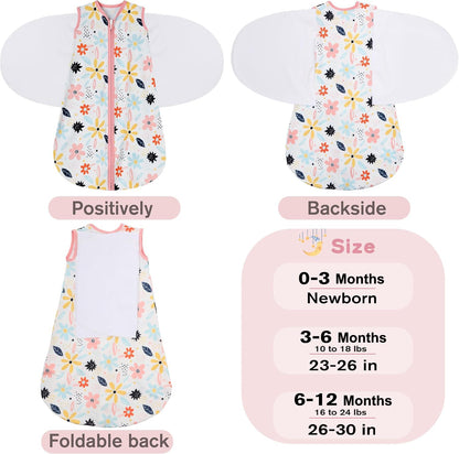 BSTOPPT Fleece Newborn Sleep Sack Baby Swaddle,3-Way Adjustable Wearable Blanket,2 Pack Fleece Swaddling sleeping bag TOG 2.0， (Blue&Green, 0-3 Months)