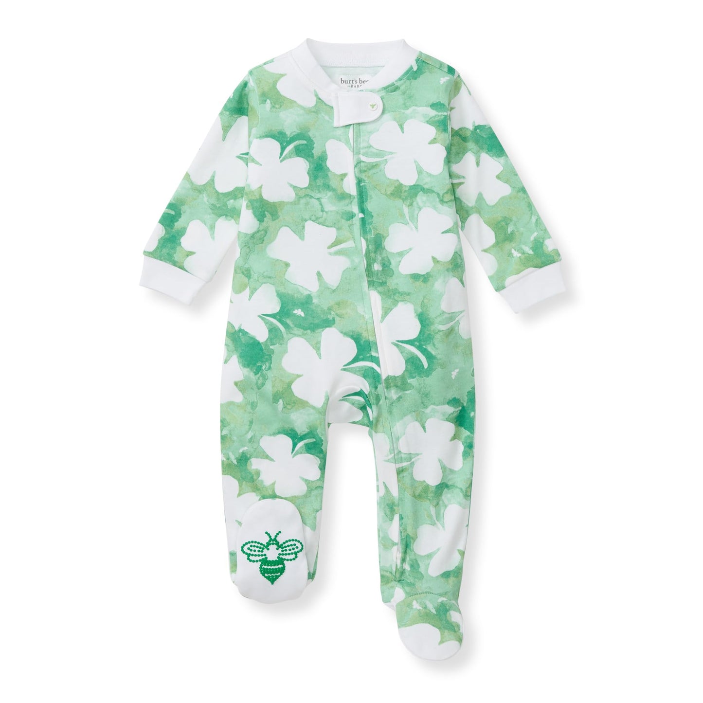 Burt's Bees Baby Boys Sleep and Play Pajamas, 100% Organic Cotton, One-piece PJs, Diagonal Zip Up Loose Fit Footie