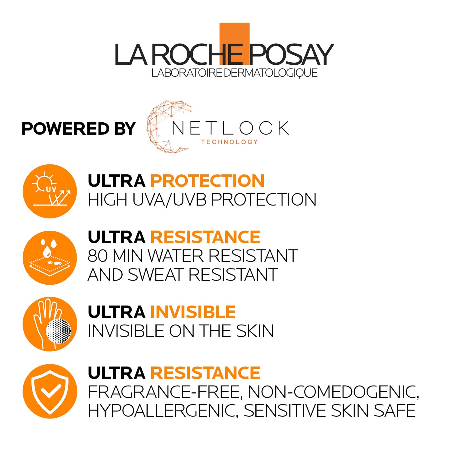 La Roche Posay Anthelios Ultra Fluid Face & Body Sunscreen SPF 50+, High UVA UVB Protection, Invisible Matte Finish, Water & Sweat Resistant, Fragrance Free, Recommended by Dermatologists