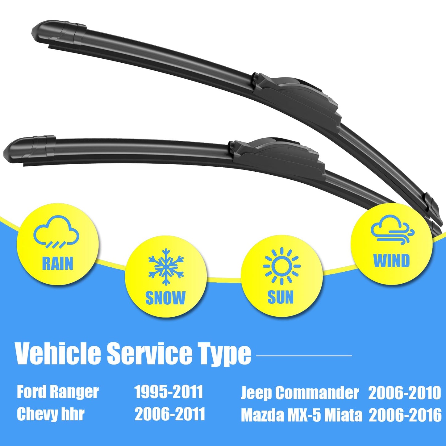 Gavimnal® 20"+20" Silicone Wiper Blades Replacement For Ford Explorer 2005-2010,F-150 1999-2007,All-Season Front Windshield Wiper Blades(Set of 2)