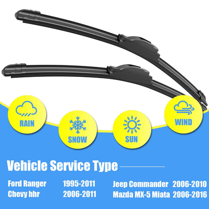 Gavimnal® 20"+20" Silicone Wiper Blades Replacement For Ford Explorer 2005-2010,F-150 1999-2007,All-Season Front Windshield Wiper Blades(Set of 2)