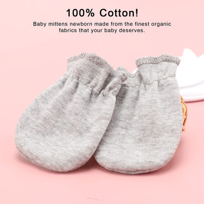 BQUBO Baby Fäustlinge Kratzschutz Handschuhe aus Baumwolle mit elastischem Bündchen Hypoallergen für Neugeborene und Babys von 0-6 Monaten Jungen und Mädchen