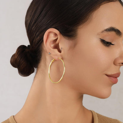 Große Gold Creolen für Frauen, Hypoallergene Dünne Gold Creolen, Sterling Silber Creolen für Damen, Extra Große, Mittelgroße, Große Creolen