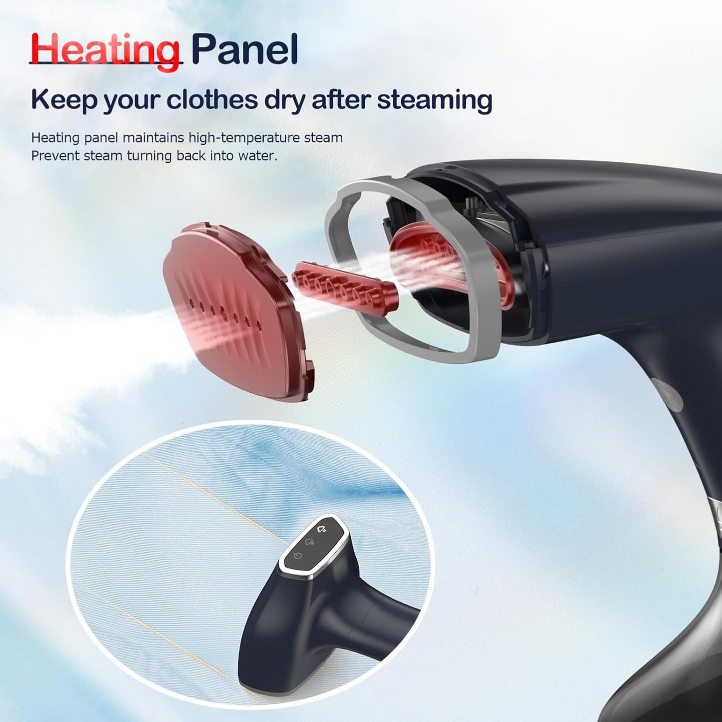 BEAUTURAL 1200-Watt Handheld-Dampfglätter für Kleidung, 30 Sekunden Aufheizzeit, 260 ml Wassertank, Aqua