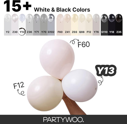 PartyWoo White Balloons 140 pcs Different Sizes of 18 12 10 5 Inch White Balloons Arch Kit Garland for Wedding Baby Shower Birthday Bridal Shower Graduation Engagement Party Decorations White-Y13