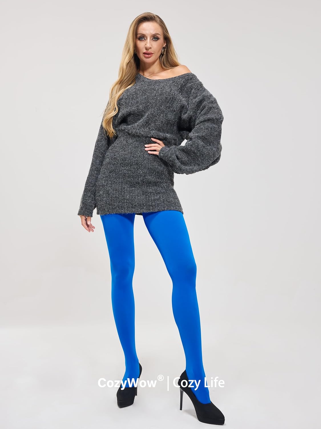 CozyWow Damen Laufmaschenresistente Strumpfhose 80 Denier Hoher Bund Semi-Blickdicht Weich und Elastisch