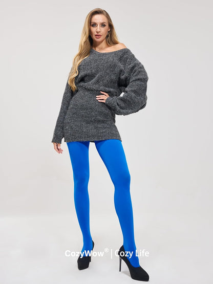 CozyWow Damen Laufmaschenresistente Strumpfhose 80 Denier Hoher Bund Semi-Blickdicht Weich und Elastisch