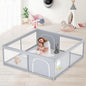 XVISHX 50 x 50 Inch Baby Playpen, Playpen for Babies and Toddlers, Baby Play Pen Playard for Indoor & Outdoor Active Center Game Fence, with Skin-Friendly Fabric and Soft Breathable Mesh, Grey