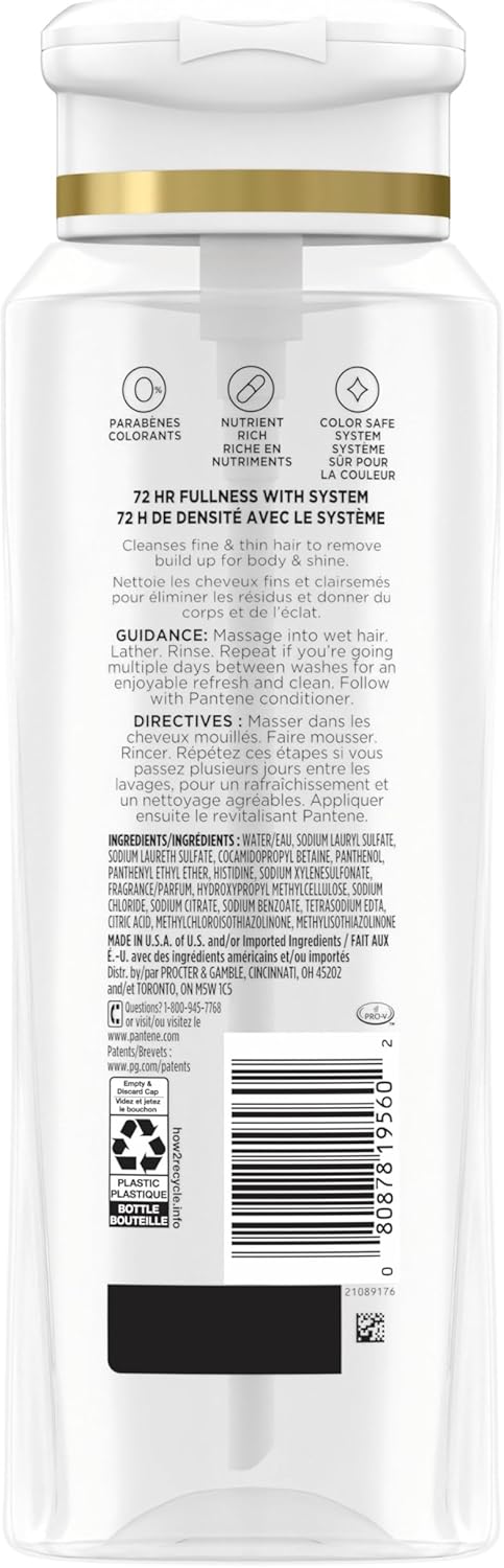 Pantene Sheer Volume 72 HR Fülle Shampoo, 355 ml