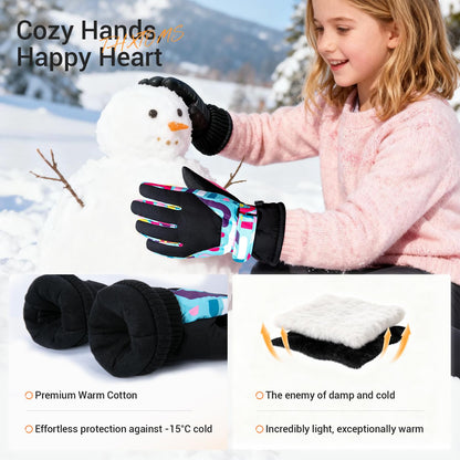 ThxToms Kinder Winterhandschuhe Wasserdichte Ski-Snowboardhandschuhe für Outdoor-Sportarten, Jungen und Mädchen Kaltwetter-Fahrradhandschuhe
