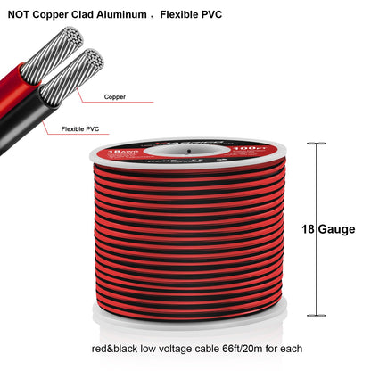 VIABRICO 16 AWG Gauge Electrical Wire, 100FT 2 Conductor Red Black Hookup Cable for 12V/24V DC LED Strips, Landscape, Marine, Car Speaker, Automotive
