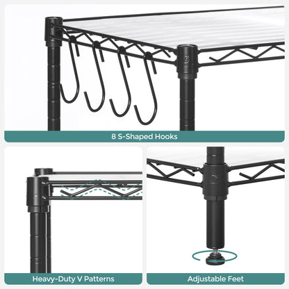 SONGMICS Storage Shelf, Small Metal Wire Shelving Unit, Adjustable Shelves, for Small Spaces, Garage, Bedroom, Living Room, Kitchen, Pantry, 5 Tier, 11.8 x 11.8 x 47.6 Inches, Ink Black ULGR123BH01