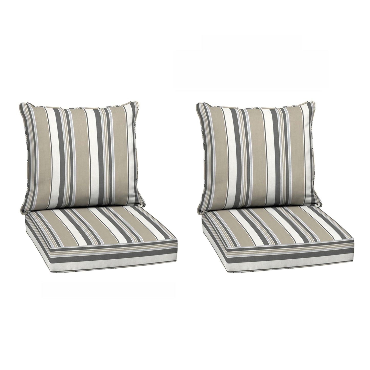 Arden Outdoor Foam Deep Seat Cushions Set, 24x24, Premium High-Density Foam, Never Flattens, Weather-Proof for Patio Chair Sofa Couch, Blue Shibori Stripe