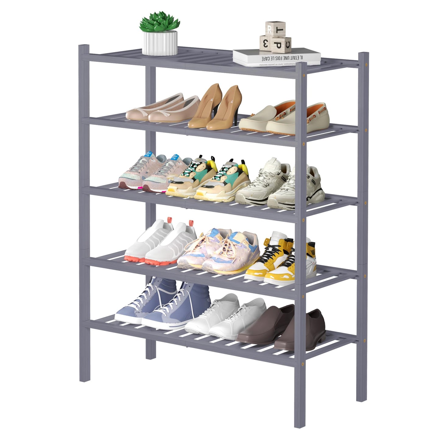 ROMGUAR CRAFT 3 Tier Bamboo Shoe Rack for Closet Free Standing Wood Shoe Shelf Storage Organizer for Entryway Small Space Stackable 27"x11"x20" (Natural)